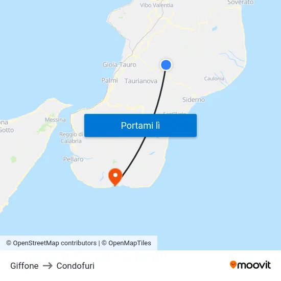 Giffone to Condofuri map