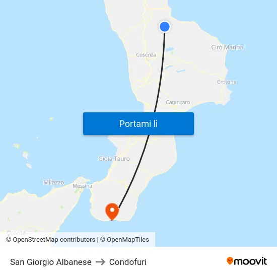 San Giorgio Albanese to Condofuri map