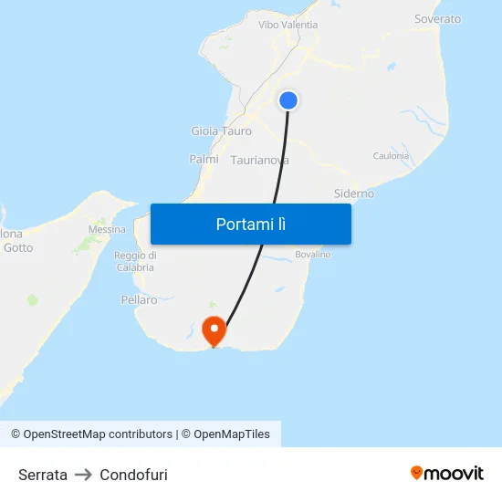 Serrata to Condofuri map