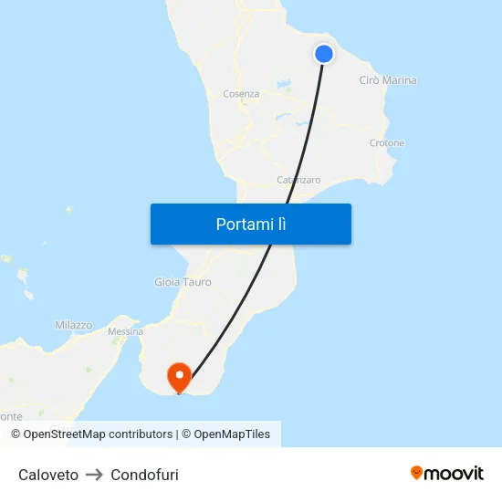 Caloveto to Condofuri map