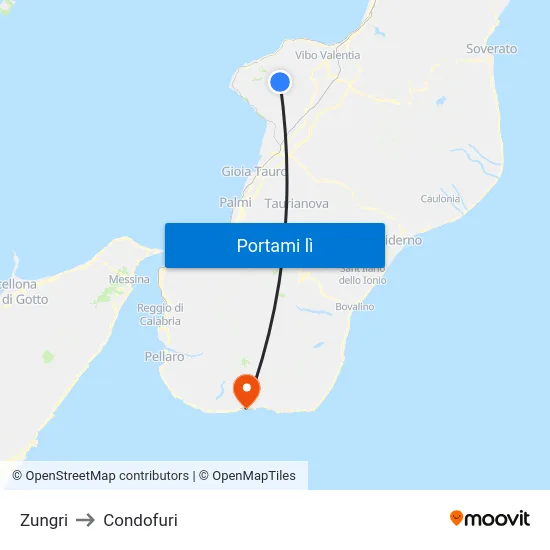 Zungri to Condofuri map
