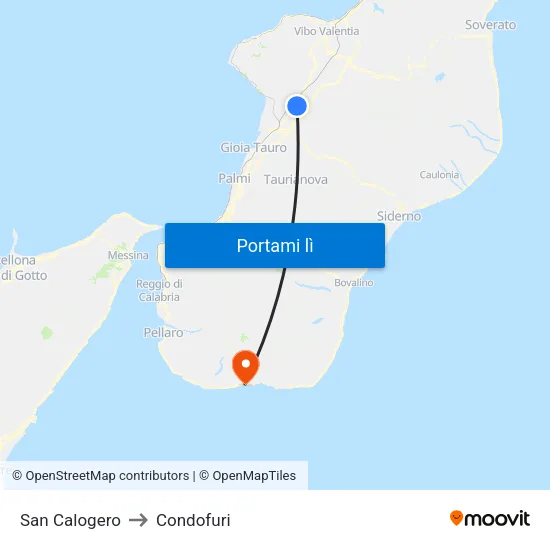 San Calogero to Condofuri map
