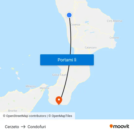 Cerzeto to Condofuri map