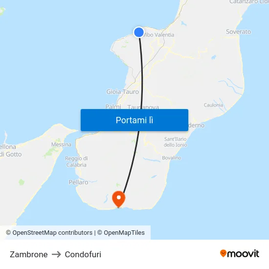 Zambrone to Condofuri map