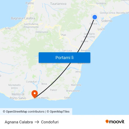 Agnana Calabra to Condofuri map
