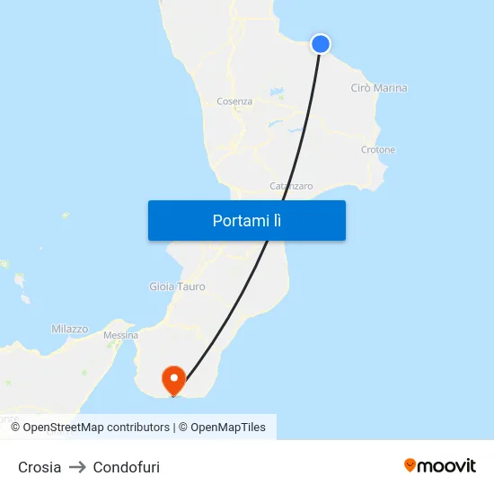 Crosia to Condofuri map
