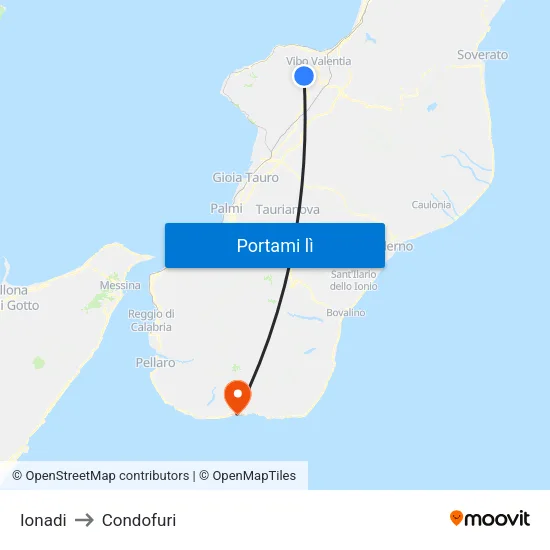 Ionadi to Condofuri map
