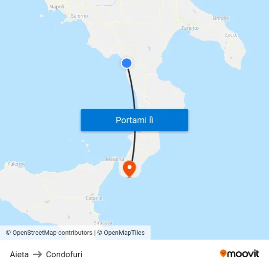 Aieta to Condofuri map