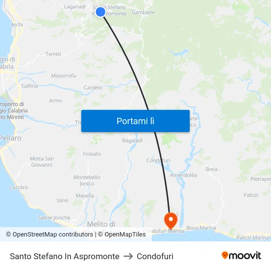 Santo Stefano In Aspromonte to Condofuri map