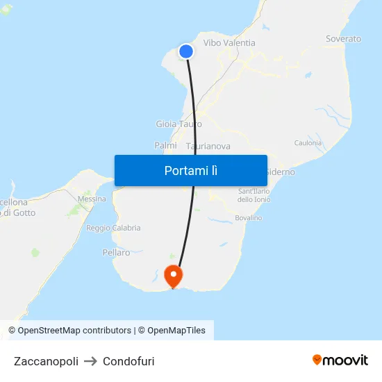 Zaccanopoli to Condofuri map