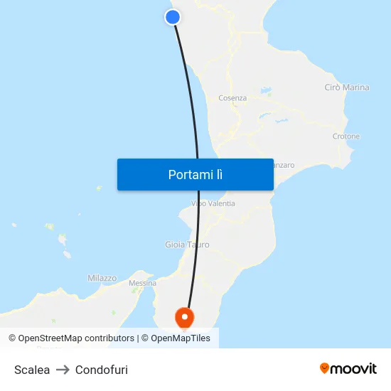 Scalea to Condofuri map