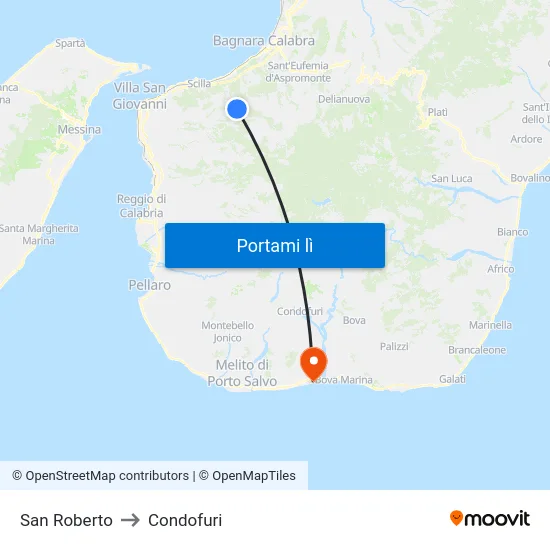 San Roberto to Condofuri map
