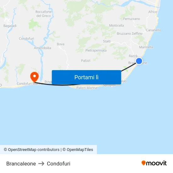 Brancaleone to Condofuri map