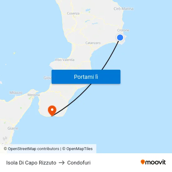 Isola Di Capo Rizzuto to Condofuri map