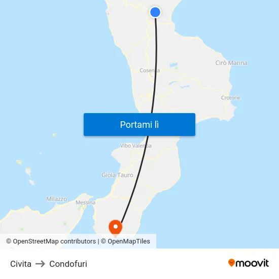 Civita to Condofuri map