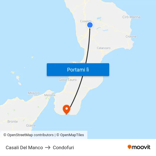 Casali Del Manco to Condofuri map