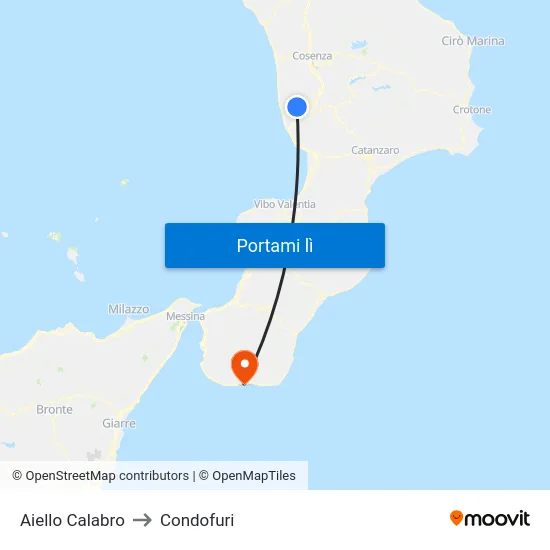 Aiello Calabro to Condofuri map