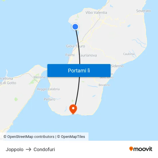 Joppolo to Condofuri map