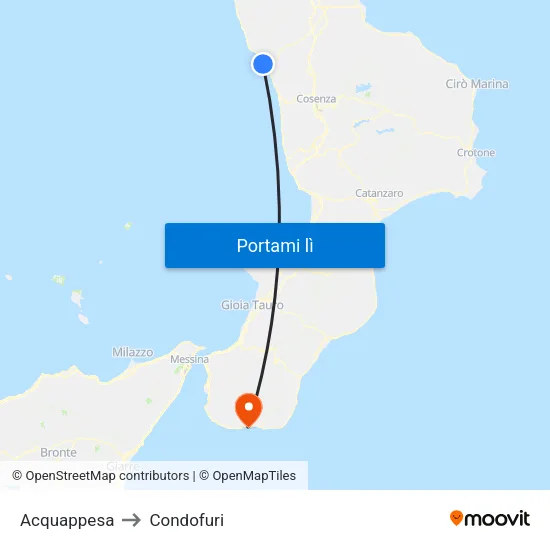 Acquappesa to Condofuri map