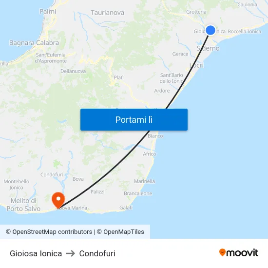 Gioiosa Ionica to Condofuri map