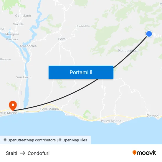 Staiti to Condofuri map