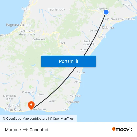 Martone to Condofuri map