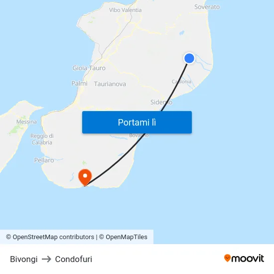 Bivongi to Condofuri map