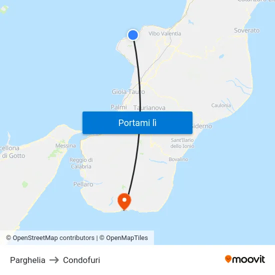 Parghelia to Condofuri map