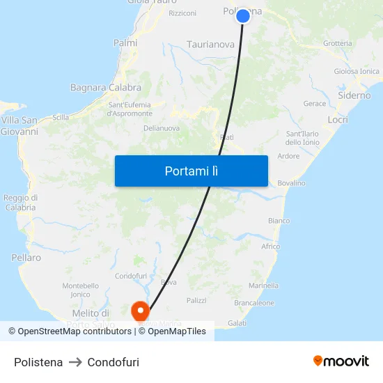 Polistena to Condofuri map