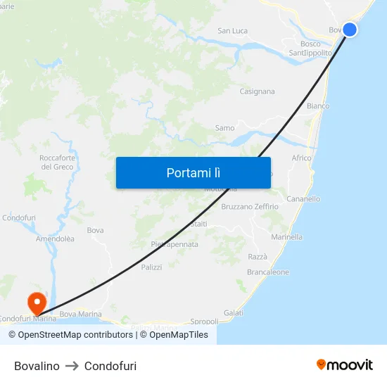 Bovalino to Condofuri map