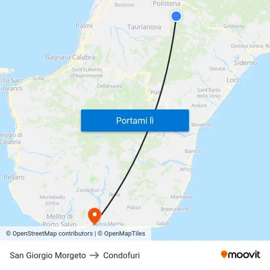 San Giorgio Morgeto to Condofuri map