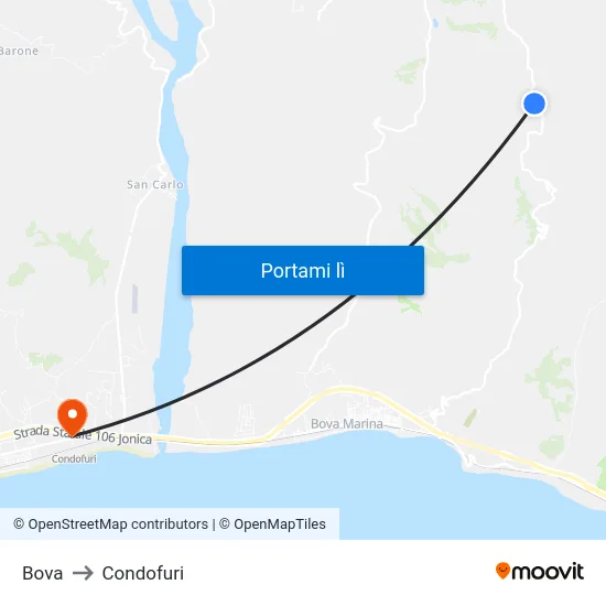 Bova to Condofuri map