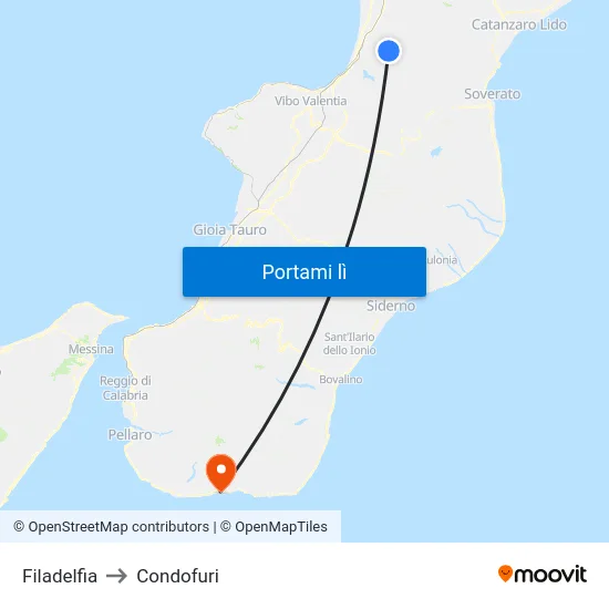 Filadelfia to Condofuri map