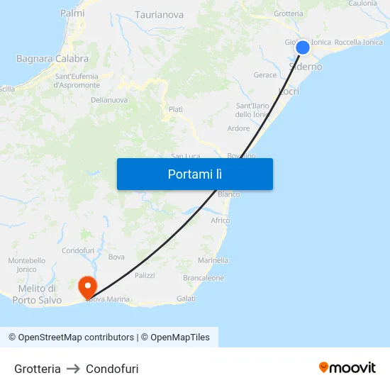 Grotteria to Condofuri map
