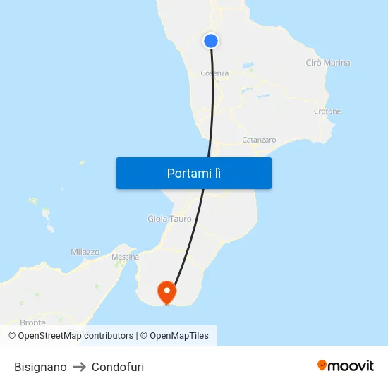 Bisignano to Condofuri map