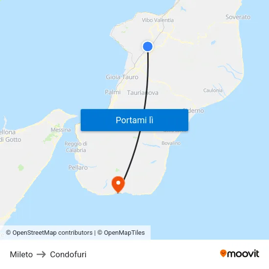 Mileto to Condofuri map