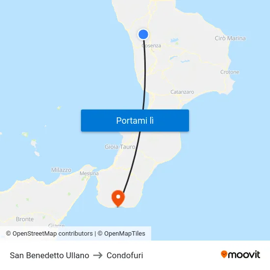 San Benedetto Ullano to Condofuri map