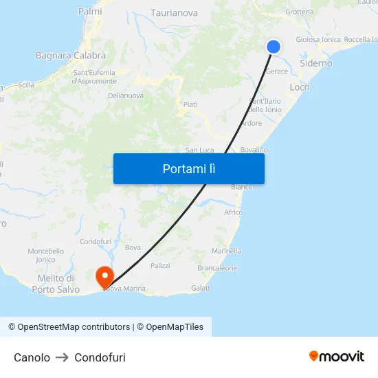 Canolo to Condofuri map
