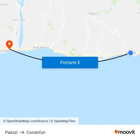 Palizzi to Condofuri map
