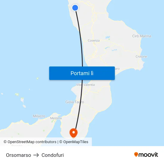Orsomarso to Condofuri map