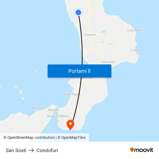 San Sosti to Condofuri map