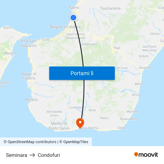 Seminara to Condofuri map