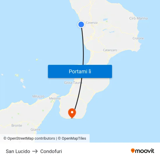 San Lucido to Condofuri map