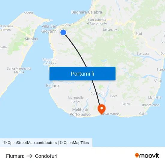 Fiumara to Condofuri map
