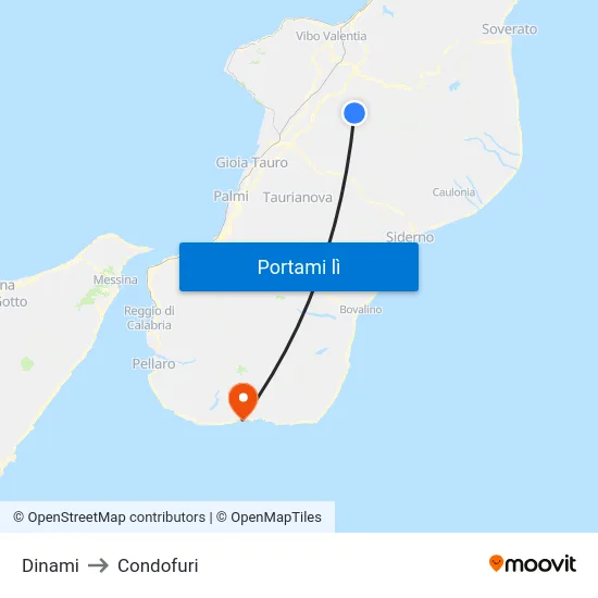 Dinami to Condofuri map