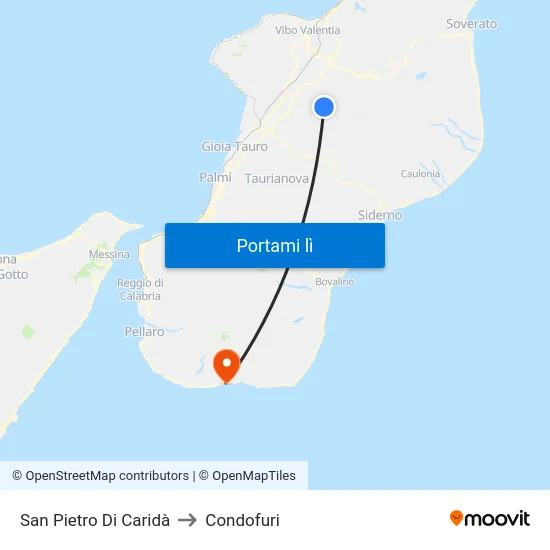 San Pietro Di Caridà to Condofuri map