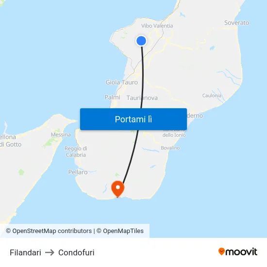 Filandari to Condofuri map