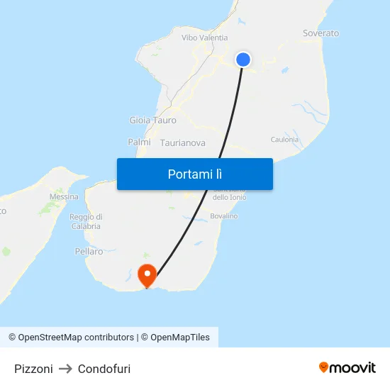 Pizzoni to Condofuri map