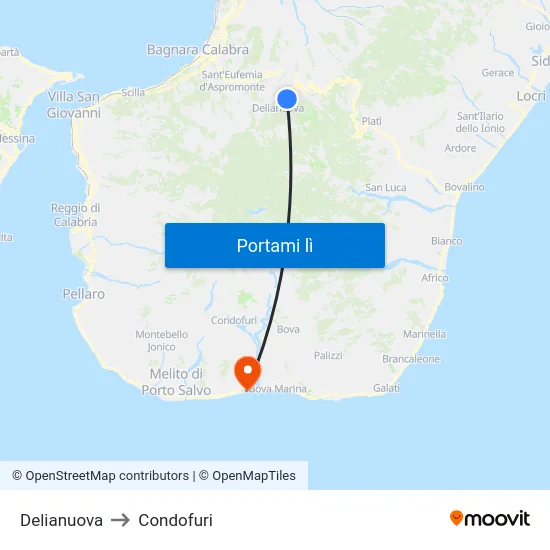 Delianuova to Condofuri map