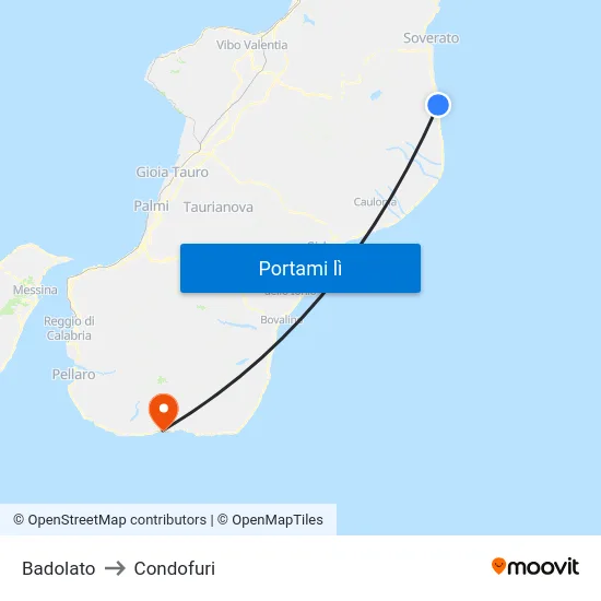Badolato to Condofuri map
